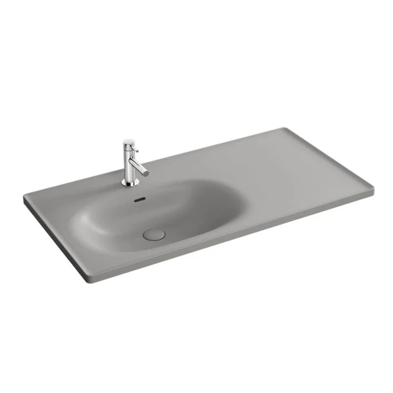 Vitra Equal 100 cm Mat Taş Gri Etajerli Lavabo