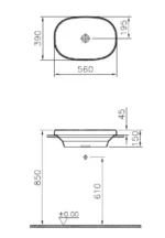 Vitra Frame 55 cm Mat Beyaz Tezgahüstü Lavabo