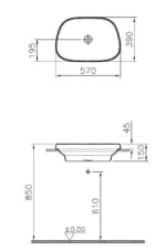 Vitra Frame 57 cm Beyaz Tezgahüstü Lavabo