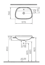 Vitra Frame 57 cm Mat Beyaz Tezgahüstü Lavabo