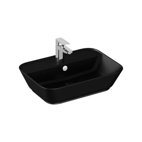 Vitra Geo 60 cm Mat Siyah Dikdörtgen Çanak Lavabo