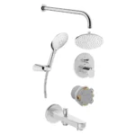 Vitra Root Round Ankastre Termostatik Duş Seti (Rain Q, Shine Round 3F) Krom