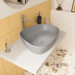 Vitra Outline Çanak Lavabo Tv Şekilli, 55x43 cm Armatür Deliksiz, Su Taşma Deliksiz, Clean, Mat Taş Gri - Görsel 2