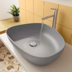 Vitra Outline Çanak Lavabo Tv Şekilli, 55x43 cm Armatür Deliksiz, Su Taşma Deliksiz, Clean, Mat Taş Gri - Görsel 3