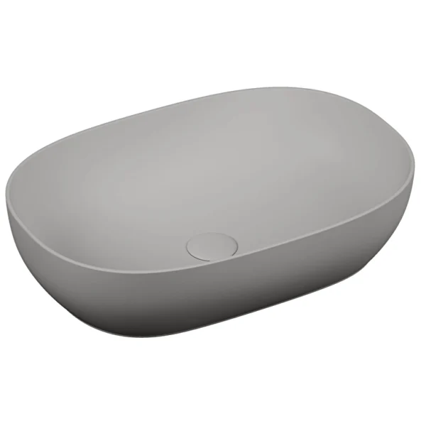 Vitra Outline Çanak Lavabo Oval, 60x40 cm Armatür Deliksiz, Su Taşma Deliksiz, Clean, Mat Taş Gri