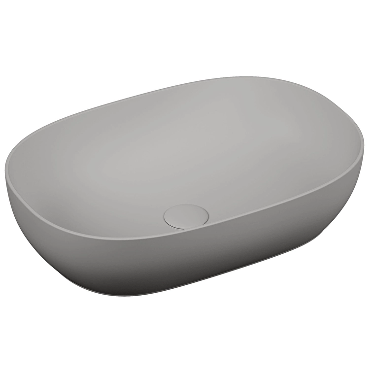 5995B476-0016.webp Vitra Outline Çanak Lavabo Oval, 60x40 cm Armatür Deliksiz, Su Taşma Deliksiz, Clean, Mat Taş Gri - Görsel 1