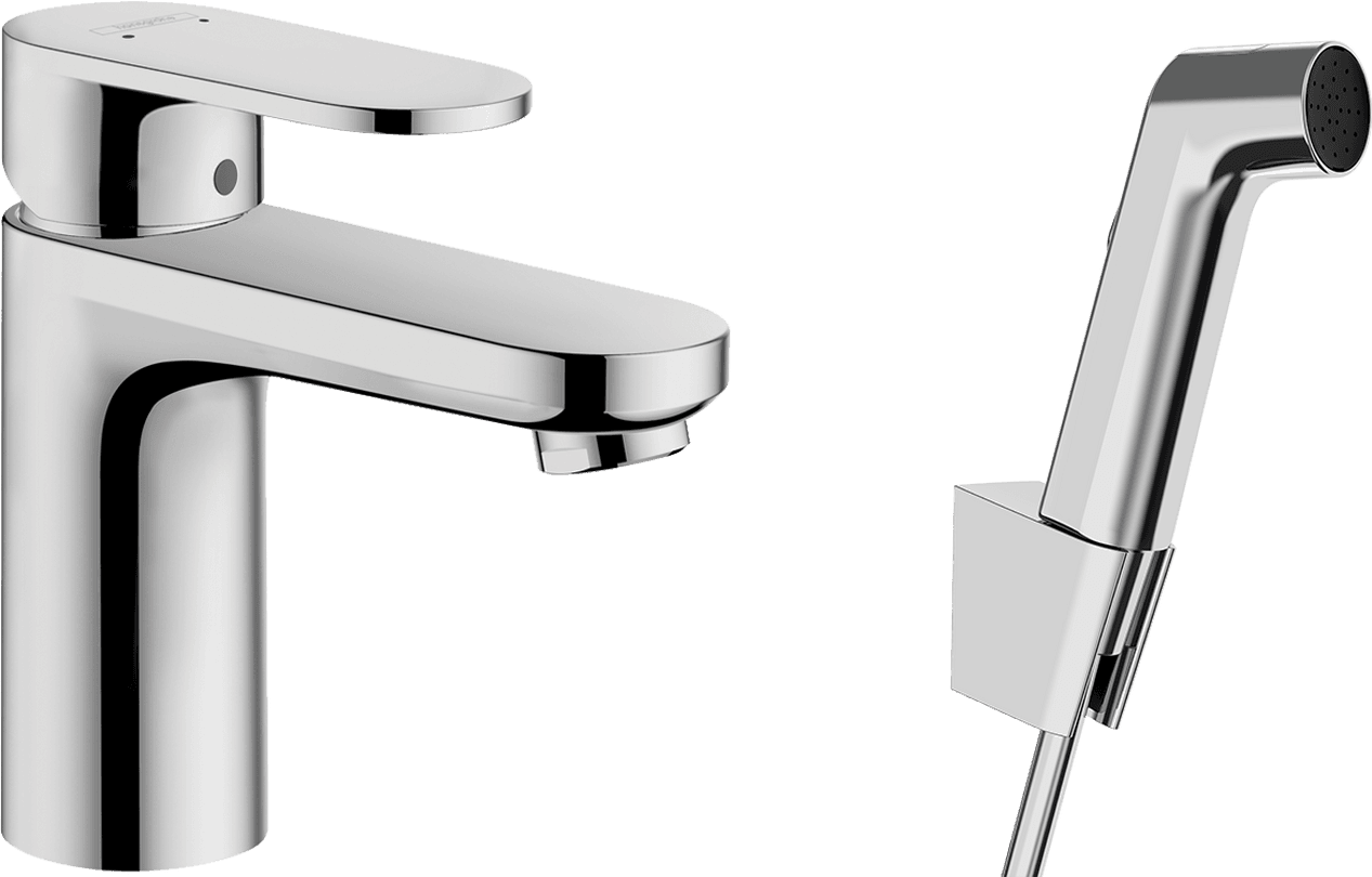 154__hpr09615_tif.png Hansgrohe Vernis Tek kollu lavabo bataryası 100 bidette el duşu ve 160 cm duş hortumu ile Krom - Görsel 1