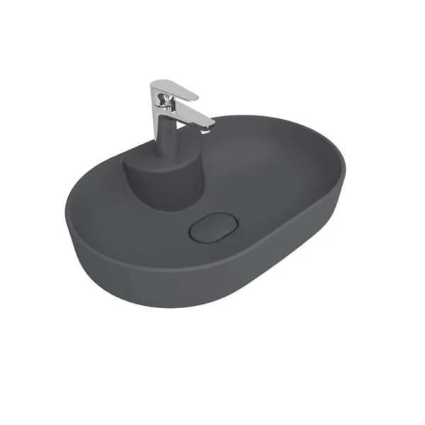 Kale Zero 2.0 60x40 Ada Oval Çanak Lavabo Mat Antrasit Gri