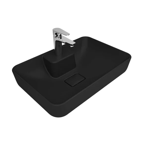 Kale Zero 2.0 60x40 Ada Dikdörtgen Çanak Lavabo Mat Siyah