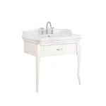 Kale Victorian Lavabo Dolabı 90 cm Parlak Krem 3 Delik (Lavabo Dahil)