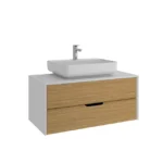 Kale Zero 2.0 Lavabo Dolabı 100 cm Beyaz/Meşe Beyaz Dikdörtgen (Lavabo Dahil)