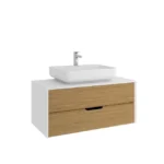 Kale Zero 2.0 Lavabo Dolabı 100 cm Beyaz/Meşe Mat Beyaz Dikdörtgen (Lavabo Dahil)