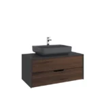 Kale Zero 2.0 Lavabo Dolabı 100 cm Antrasit/Ceviz Mat Antrasit Gri Dikdörtgen (Lavabo Dahil)