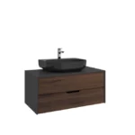 Kale Zero 2.0 Lavabo Dolabı 100 cm Antrasit/Ceviz Sıyah Oval (Lavabo Dahil)