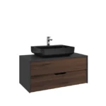 Kale Zero 2.0 Lavabo Dolabı 100 cm Antrasit/Ceviz Sıyah Dikdörtgen (Lavabo Dahil)