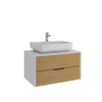 Kale Zero 2.0 Lavabo Dolabı 80 cm Beyaz/Meşe Beyaz Dikdörtgen (Lavabo Dahil)