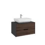 Kale Zero 2.0 Lavabo Dolabı 80 cm Antrasit/Ceviz Mat Beyaz Dikdörtgen (Lavabo Dahil)