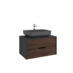 Kale Zero 2.0 Lavabo Dolabı 80 cm Antrasit/Ceviz Mat Antrasit Gri Dikdörtgen (Lavabo Dahil)