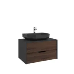 Kale Zero 2.0 Lavabo Dolabı 80 cm Antrasit/Ceviz Sıyah Oval (Lavabo Dahil)