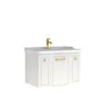 Kale Arte+ Lavabo Dolabı 80 cm Parlak Beyaz Altın (Lavabo Dahil)