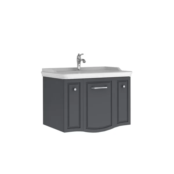 Kale Arte+ Lavabo Dolabı 80 cm Mat Antrasit Krom (Lavabo Dahil)