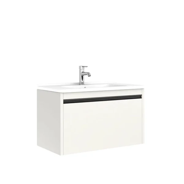 Kale Vista 100 cm Zero 2.0 Etajer Lavabo Uyumlu Lavabo Dolabı Mat Beyaz (Lavabo Dahil)