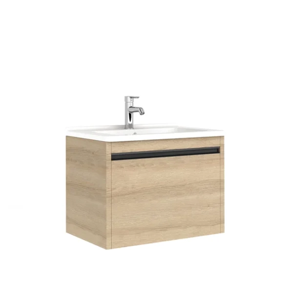 Kale Vista 80 cm Zero 2.0 Etajer Lavabo Uyumlu Lavabo Dolabı Koyu Meşe (Lavabo Dahil)