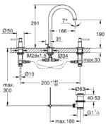 Grohe Atrio 3 Delikli Ankastre Lavabo Bataryası, Sifon Kumandalı - Görsel 3