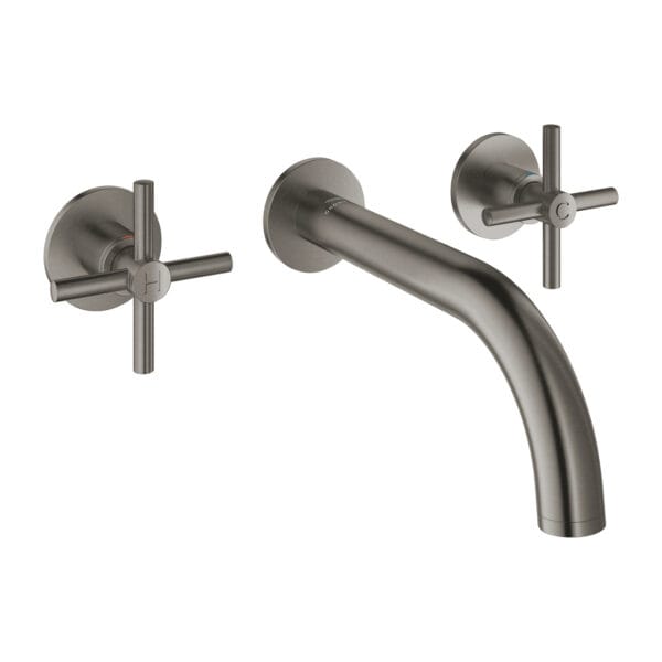 Grohe Atrio 3 Delikli Duvardan Ankastre Lavabo Bataryası (Sıva Üstü Grubu), Fırçalı Sert Grafit