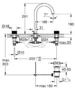 Grohe Atrio Private Collection 3 Delikli Ankastre Lavabo Bataryası, Sifon Kumandalı (L-Boy) - Görsel 8