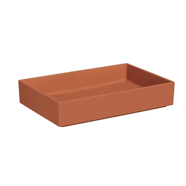 Vitra Archiplan Çanak Lavabo Dikdörtgen, 60x38 cm Armatür Deliksiz, Su Taşma Deliksiz, Mat Terra Rosa