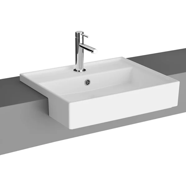Vitra Archiplan Yarım Tezgah Lavabo 55x46 cm Tek Armatür Delikli, Su Taşma Delikli, Beyaz