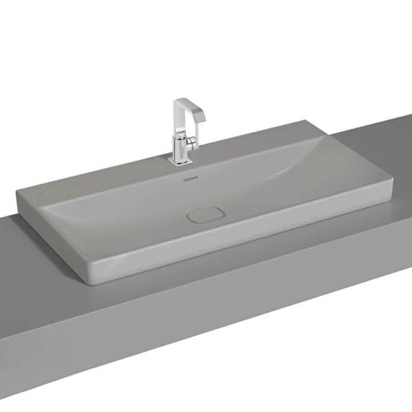 Vitra Metropole Çanak Lavabo 100x47 cm Tek Armatür Delikli, Su Taşma Delikli, Mat Taş Gri