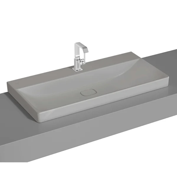 Vitra Metropole Çanak Lavabo 100x47 cm Tek Armatür Delikli, Su Taşma Deliksiz, Mat Taş Gri