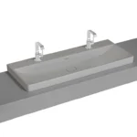 Vitra Metropole Çanak Lavabo 120x47 cm Çift Armatür Delikli, Su Taşma Delikli, Mat Taş Gri