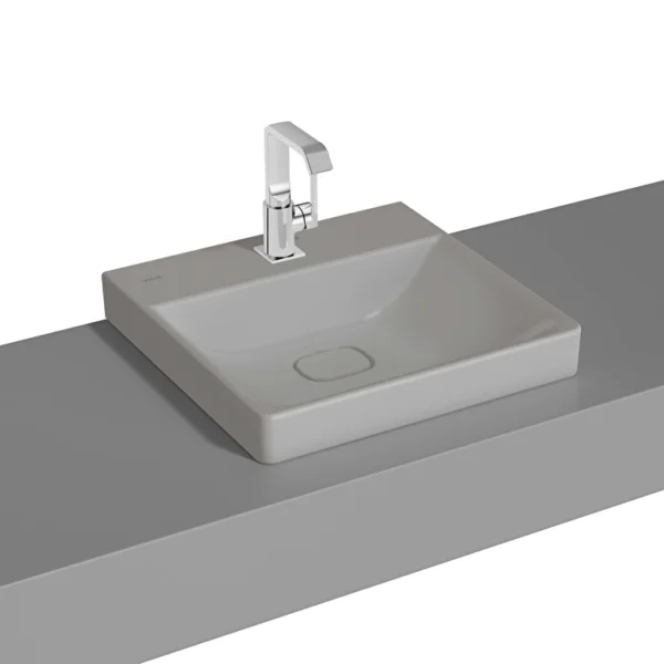 Vitra Metropole Çanak Lavabo 50x47 cm Tek Armatür Delikli, Su Taşma Deliksiz, Mat Taş Gri