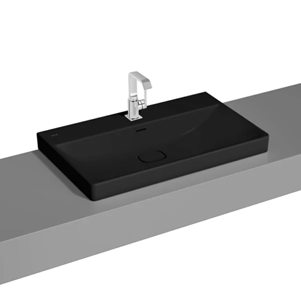 Vitra Metropole Çanak Lavabo 80x47 cm Tek Armatür Delikli, Su Taşma Delikli, Mat Siyah