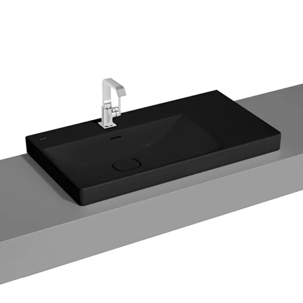 Vitra Metropole Çanak Lavabo 90x47 cm Tek Armatür Delikli, Su Taşma Delikli, Mat Siyah