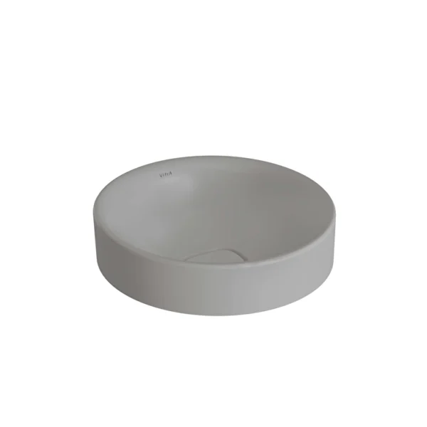 Vitra Metropole Çanak Lavabo Yuvarlak, 40x40 cm Armatür Deliksiz, Su Taşma Deliksiz, Mat Taş Gri