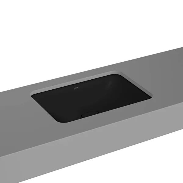 Vitra Metropole Tezgahaltı Lavabo Dikdörtgen, 60x40 cm Armatür Deliksiz, Su Taşma Deliksiz, Mat Siyah