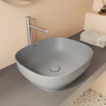 Vitra Outline Çanak Lavabo Dikdörtgen, 45x41 cm Armatür Deliksiz, Su Taşma Deliksiz, Clean, Mat Taş Gri - Görsel 4