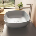 Vitra Outline Çanak Lavabo Dikdörtgen, 45x41 cm Armatür Deliksiz, Su Taşma Deliksiz, Clean, Mat Taş Gri - Görsel 9