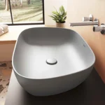 Vitra Outline Çanak Lavabo Tv Şekilli, 60x41 cm Armatür Deliksiz, Su Taşma Deliksiz, Clean, Mat Taş Gri - Görsel 3