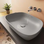 Vitra Outline Çanak Lavabo Tv Şekilli, 60x41 cm Armatür Deliksiz, Su Taşma Deliksiz, Clean, Mat Taş Gri - Görsel 7