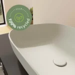 Vitra Outline Recycled Çanak Lavabo Tv Şekilli, 63x42 cm Armatür Deliksiz, Su Taşma Deliksiz, Mat Bej - Görsel 3