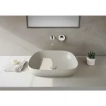 Vitra Outline Recycled Çanak Lavabo Tv Şekilli, 63x42 cm Armatür Deliksiz, Su Taşma Deliksiz, Mat Bej - Görsel 6