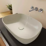 Vitra Outline Recycled Çanak Lavabo Tv Şekilli, 63x42 cm Armatür Deliksiz, Su Taşma Deliksiz, Mat Bej - Görsel 9