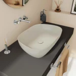 Vitra Outline Recycled Çanak Lavabo Tv Şekilli, 63x42 cm Armatür Deliksiz, Su Taşma Deliksiz, Mat Bej - Görsel 10