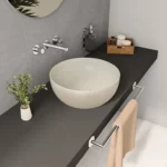 Vitra Outline Recycled Çanak Lavabo Yuvarlak, 41x41 cm Armatür Deliksiz, Su Taşma Deliksiz, Mat Bej - Görsel 13