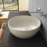 Vitra Outline Recycled Çanak Lavabo Yuvarlak, 41x41 cm Armatür Deliksiz, Su Taşma Deliksiz, Mat Bej - Görsel 3